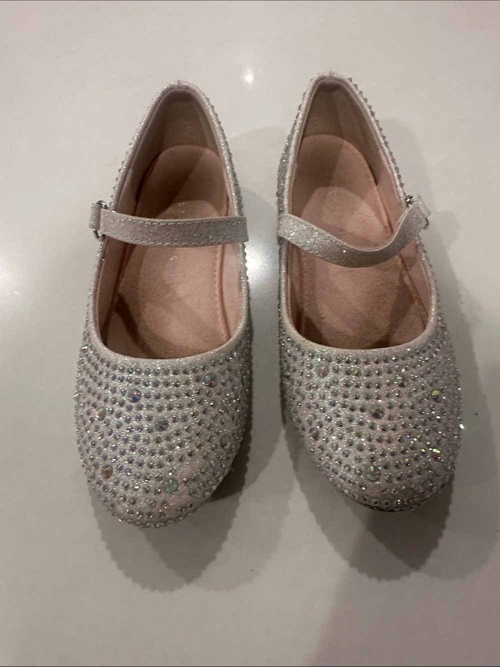 Kelly & Katie Girls' Rhinestone Mary Jane Flats in Silver